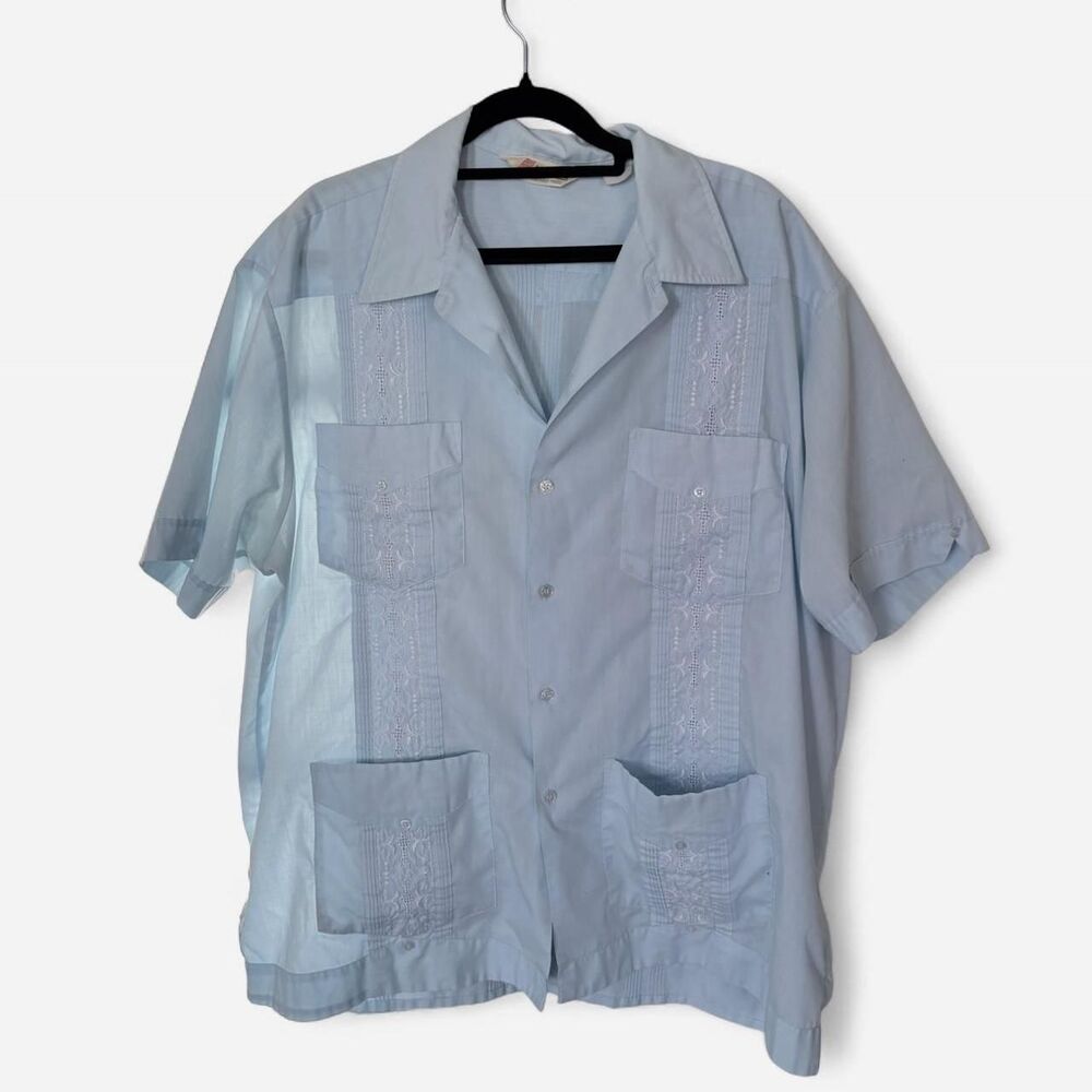 Vintage 1970s Supreme Permanent Press Guayabera Shirt – Size XL